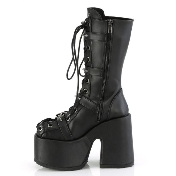 Skull Gothic Platform High Heel Lace Up Boots - Picture 4 of 5